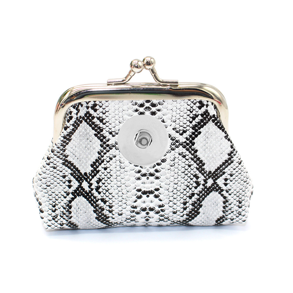 18MM Snap Buttons PU Snake Pattern Ladies Small Wallet