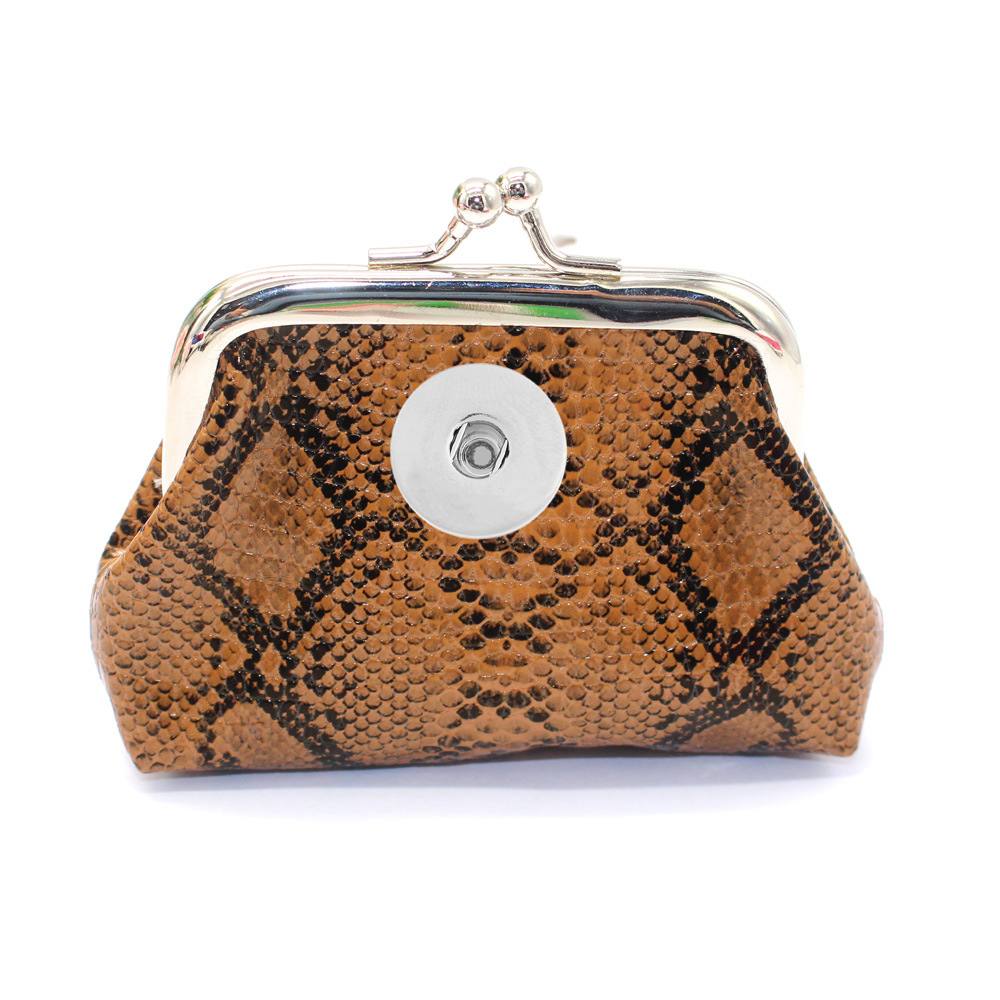 18MM Snap Buttons PU Snake Pattern Ladies Small Wallet