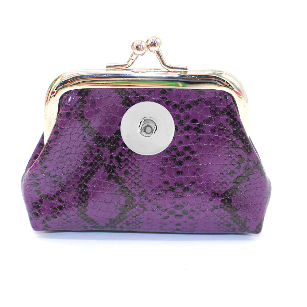 18MM Snap Buttons PU Snake Pattern Ladies Small Wallet