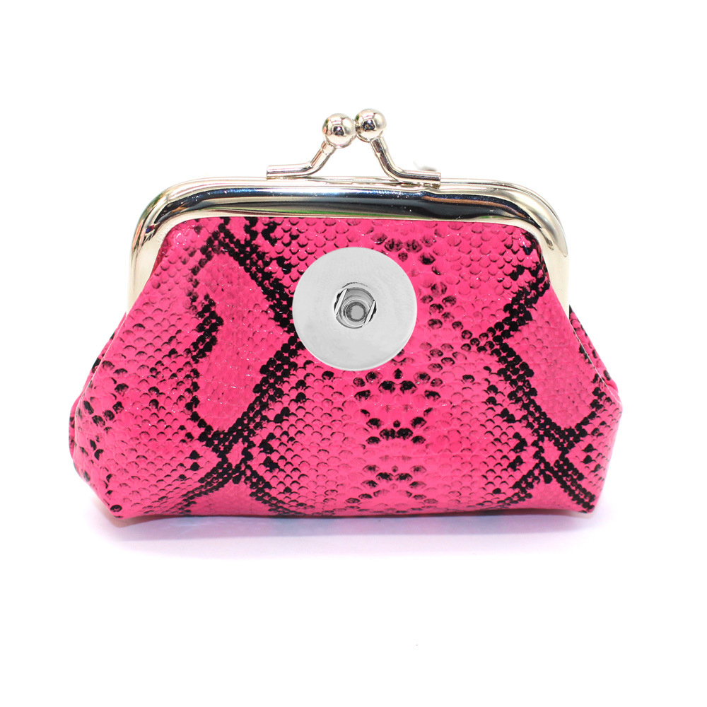 18MM Snap Buttons PU Snake Pattern Ladies Small Wallet