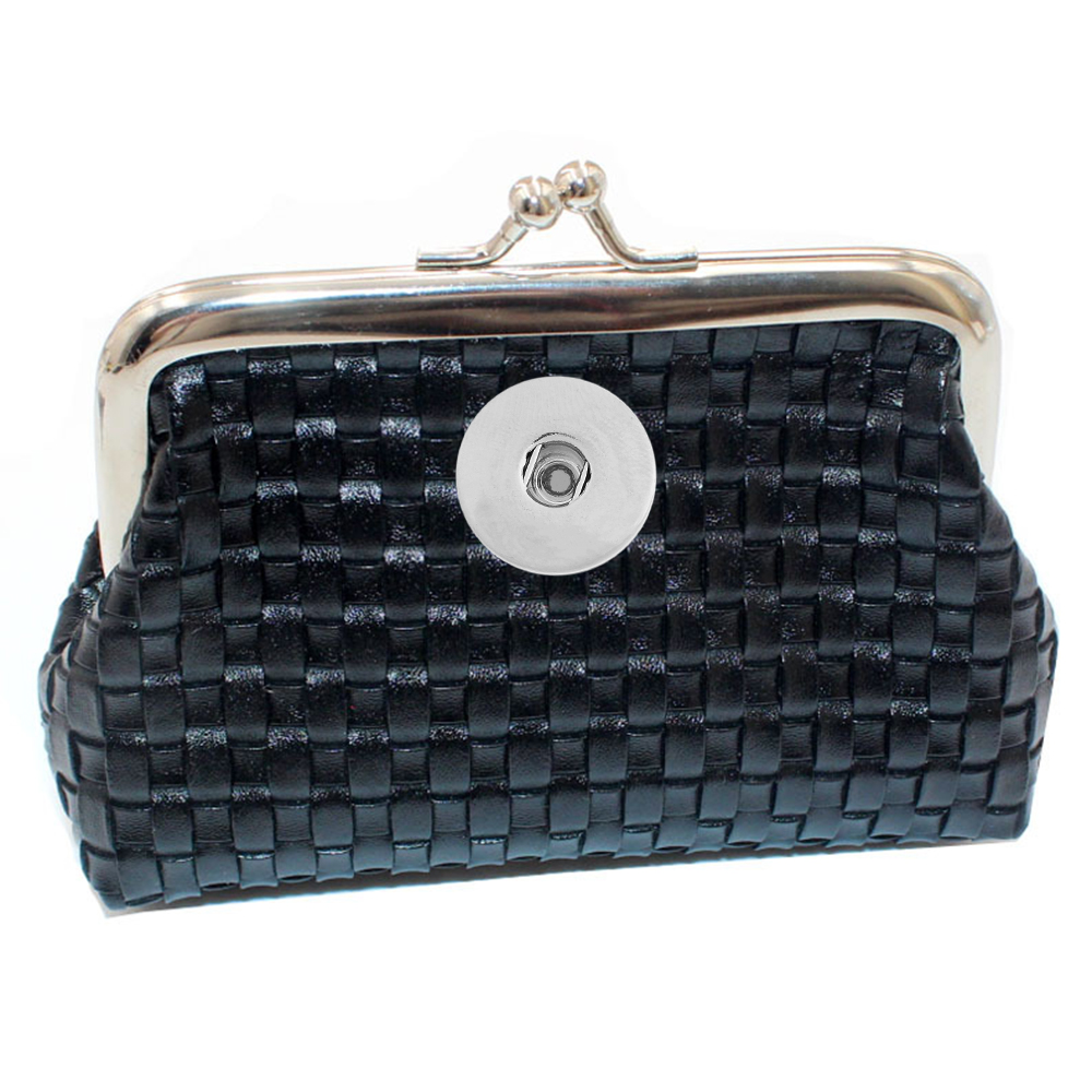 18MM Snap Buttons 4-inch clip bag PU woven small wallet