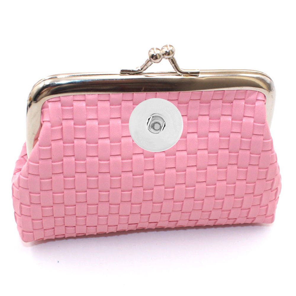 18MM Snap Buttons 4-inch clip bag PU woven small wallet