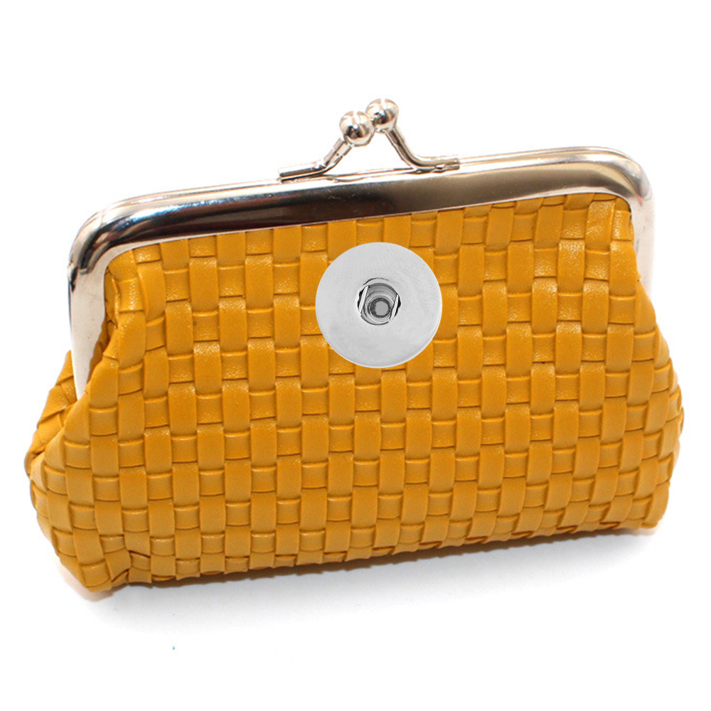 18MM Snap Buttons 4-inch clip bag PU woven small wallet