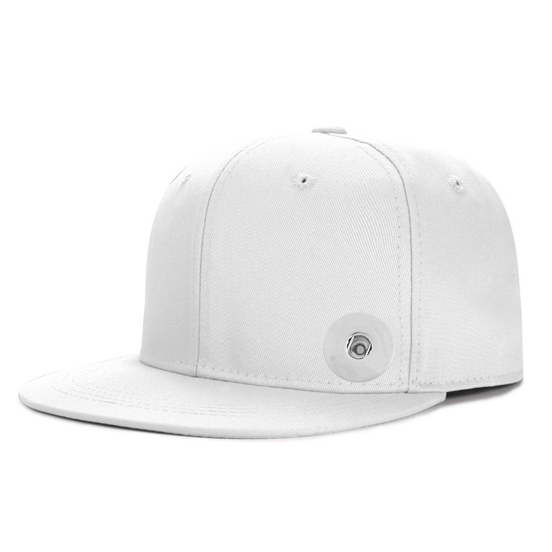20mm Snap Button Solid Color Flat Bill Cap Baseball Cap