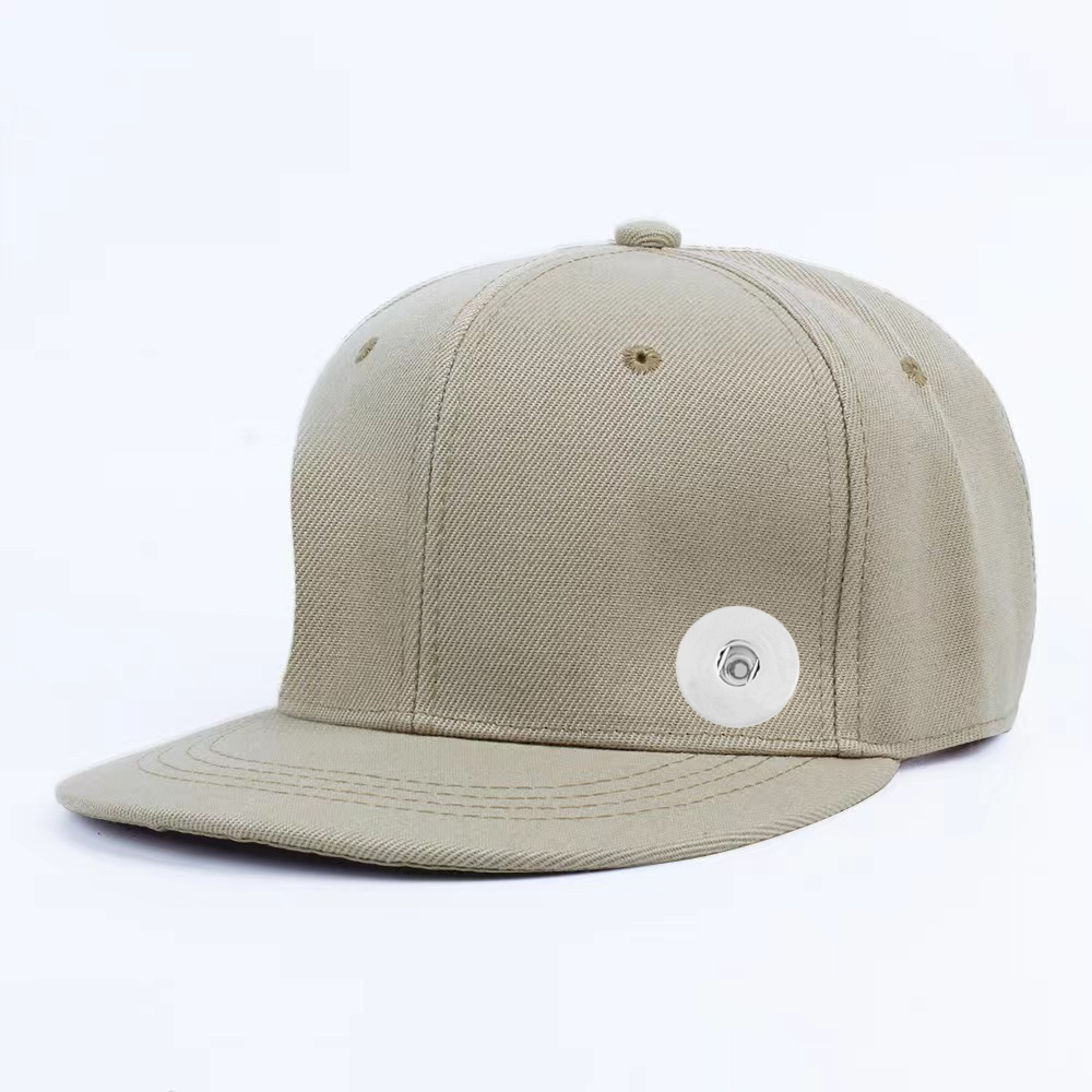 20mm Snap Button Solid Color Flat Bill Cap Baseball Cap