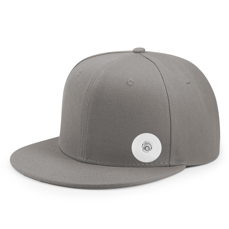 20mm Snap Button Solid Color Flat Bill Cap Baseball Cap