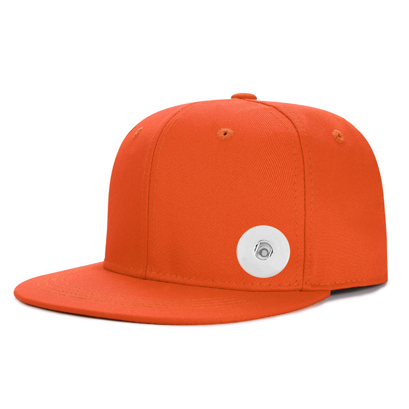 20mm Snap Button Solid Color Flat Bill Cap Baseball Cap