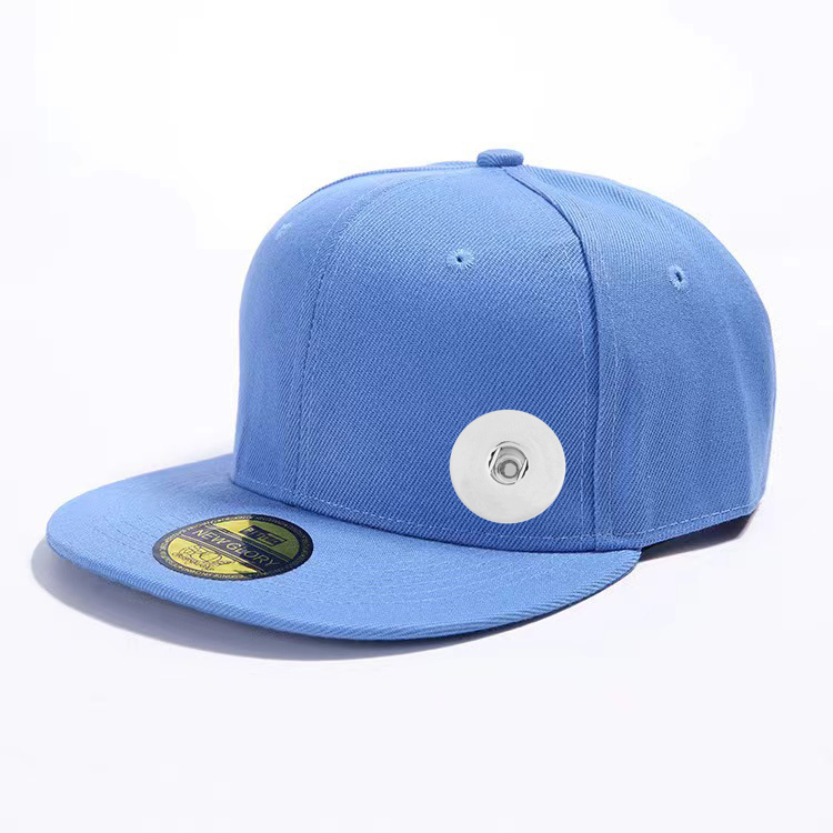 20mm Snap Button Solid Color Flat Bill Cap Baseball Cap
