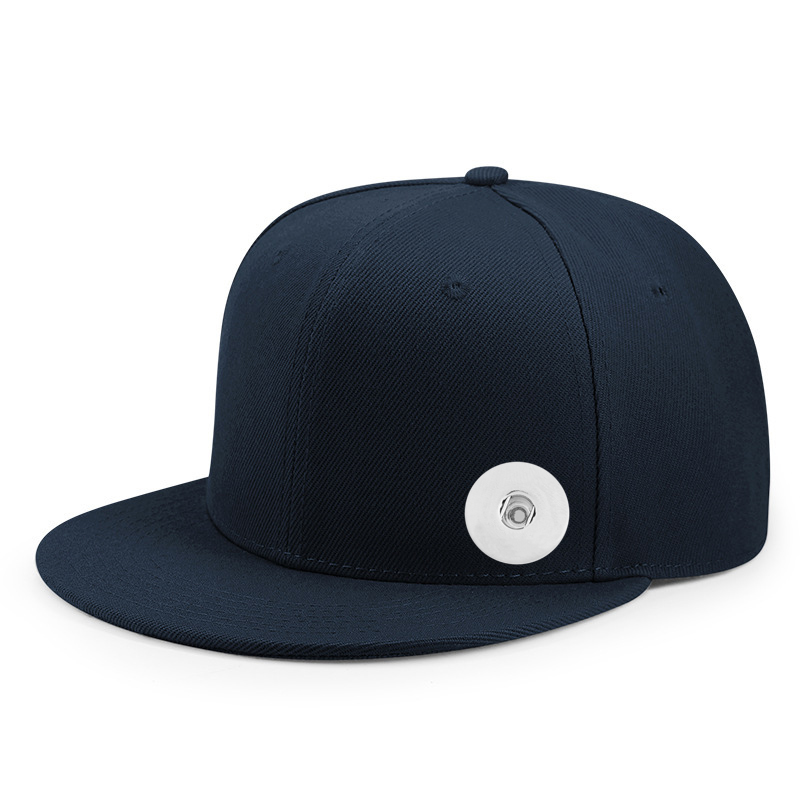 20mm Snap Button Solid Color Flat Bill Cap Baseball Cap