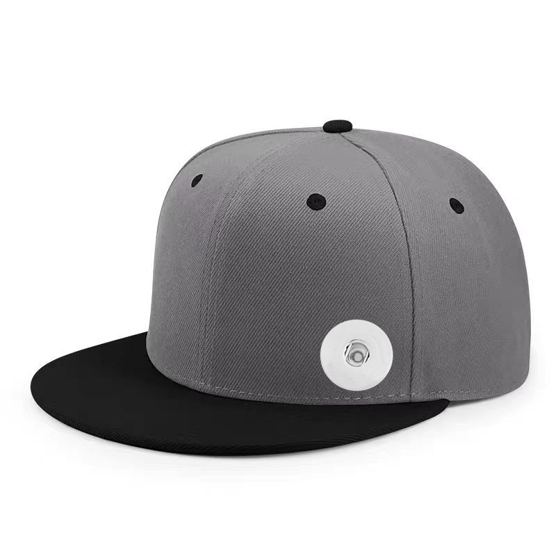 20mm Snap Button Solid Color Flat Bill Cap Baseball Cap