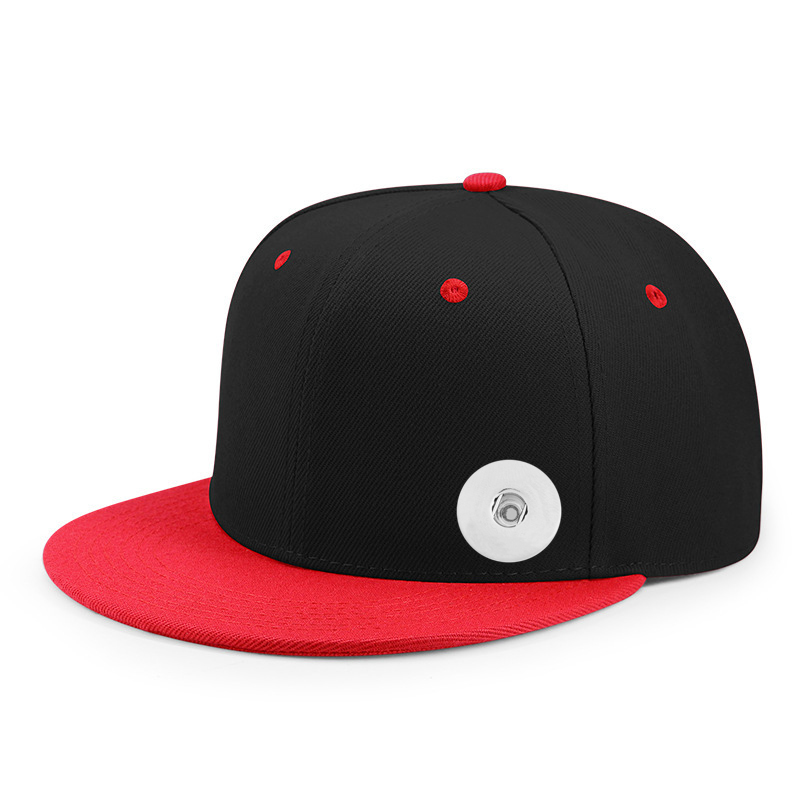 20mm Snap Button Solid Color Flat Bill Cap Baseball Cap
