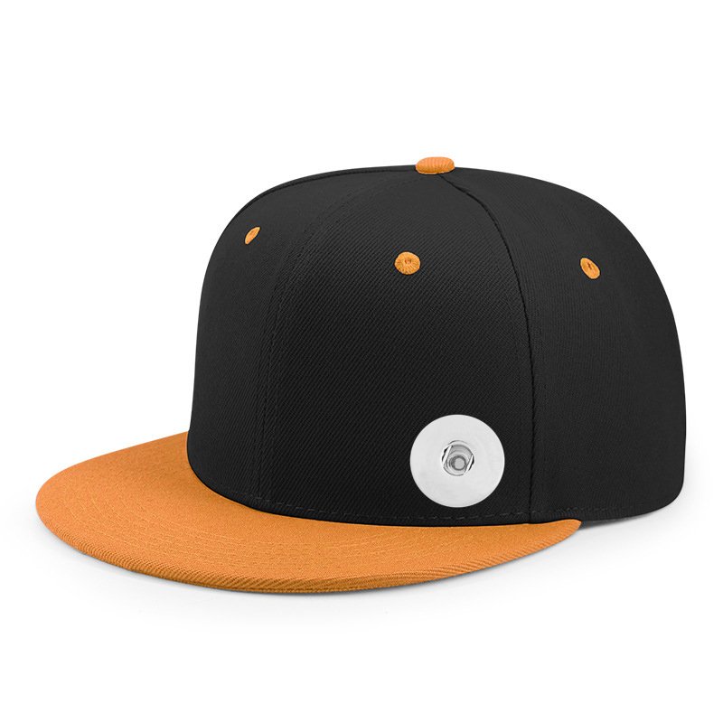 20mm Snap Button Solid Color Flat Bill Cap Baseball Cap