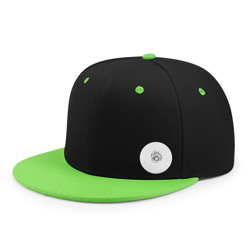 20mm Snap Button Solid Color Flat Bill Cap Baseball Cap