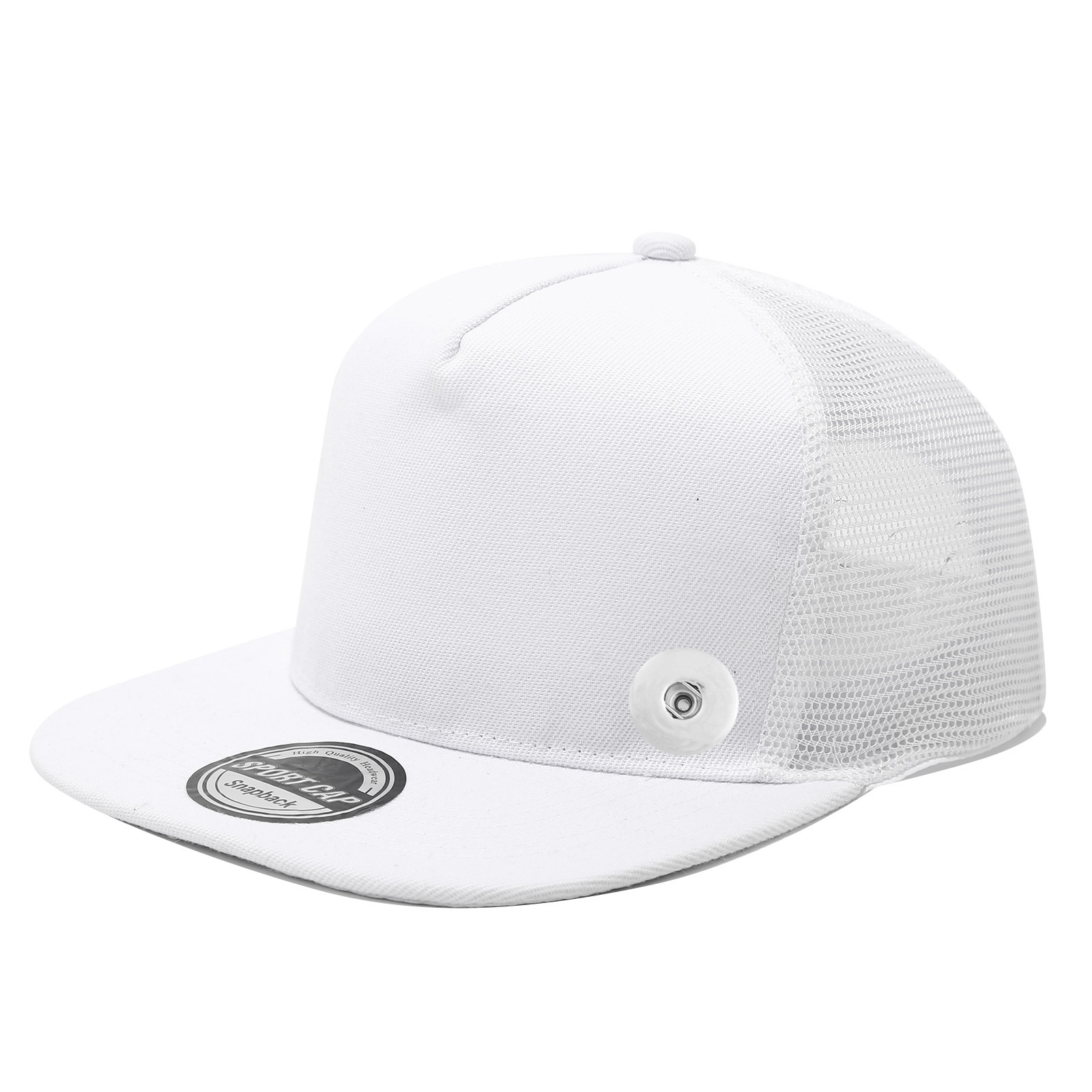 20mm Snap Button Solid Color Flat Bill Cap Baseball Cap