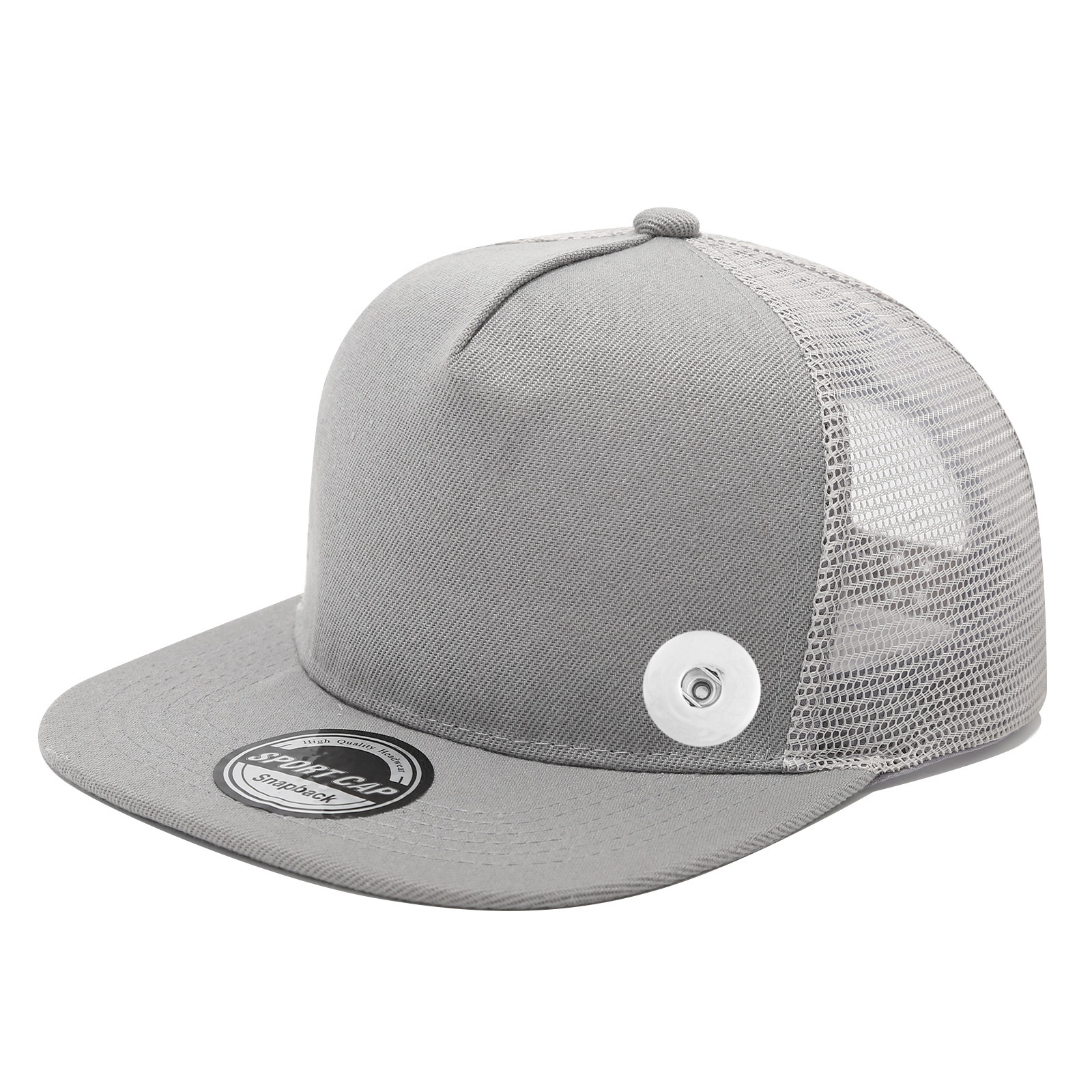 20mm Snap Button Solid Color Flat Bill Cap Baseball Cap