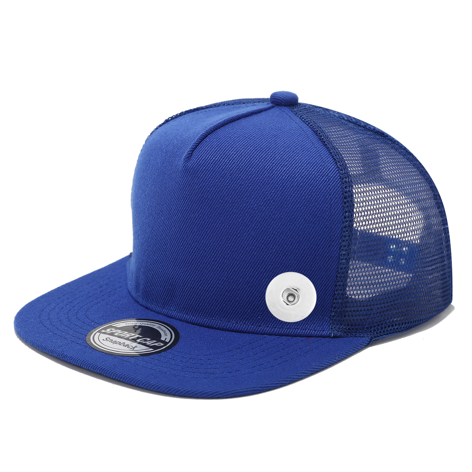 20mm Snap Button Solid Color Flat Bill Cap Baseball Cap