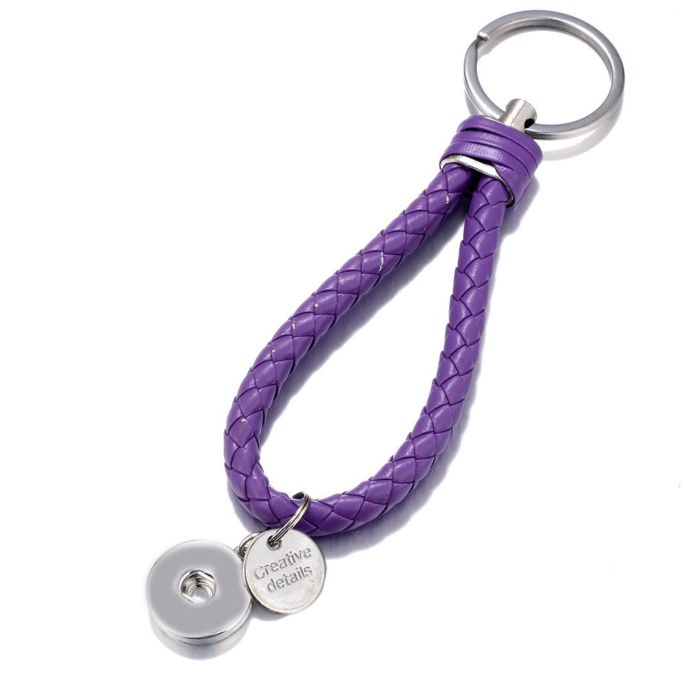 Purple braid Leather Snaps keychain Bag Charms