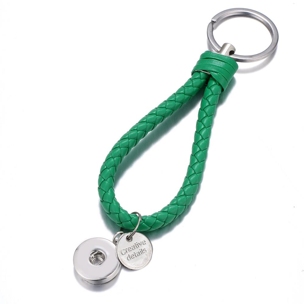 Green braid Leather Snaps keychain Bag Charms