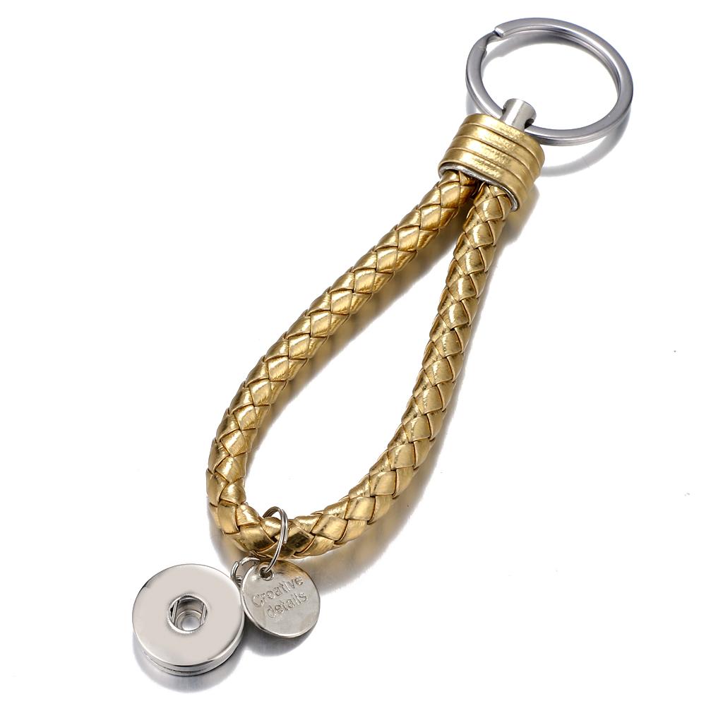 Gold braid Leather Snaps keychain Bag Charms