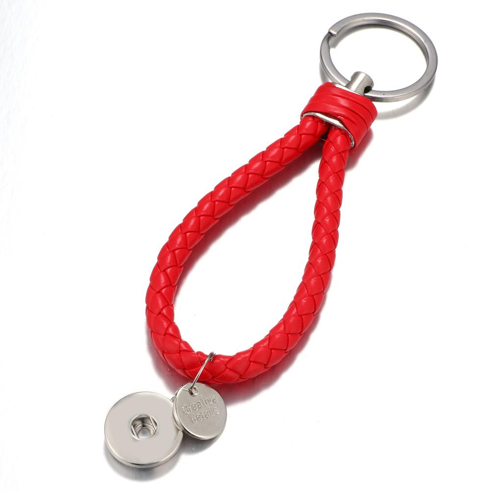 Red braid Leather Snaps keychain Bag Charms