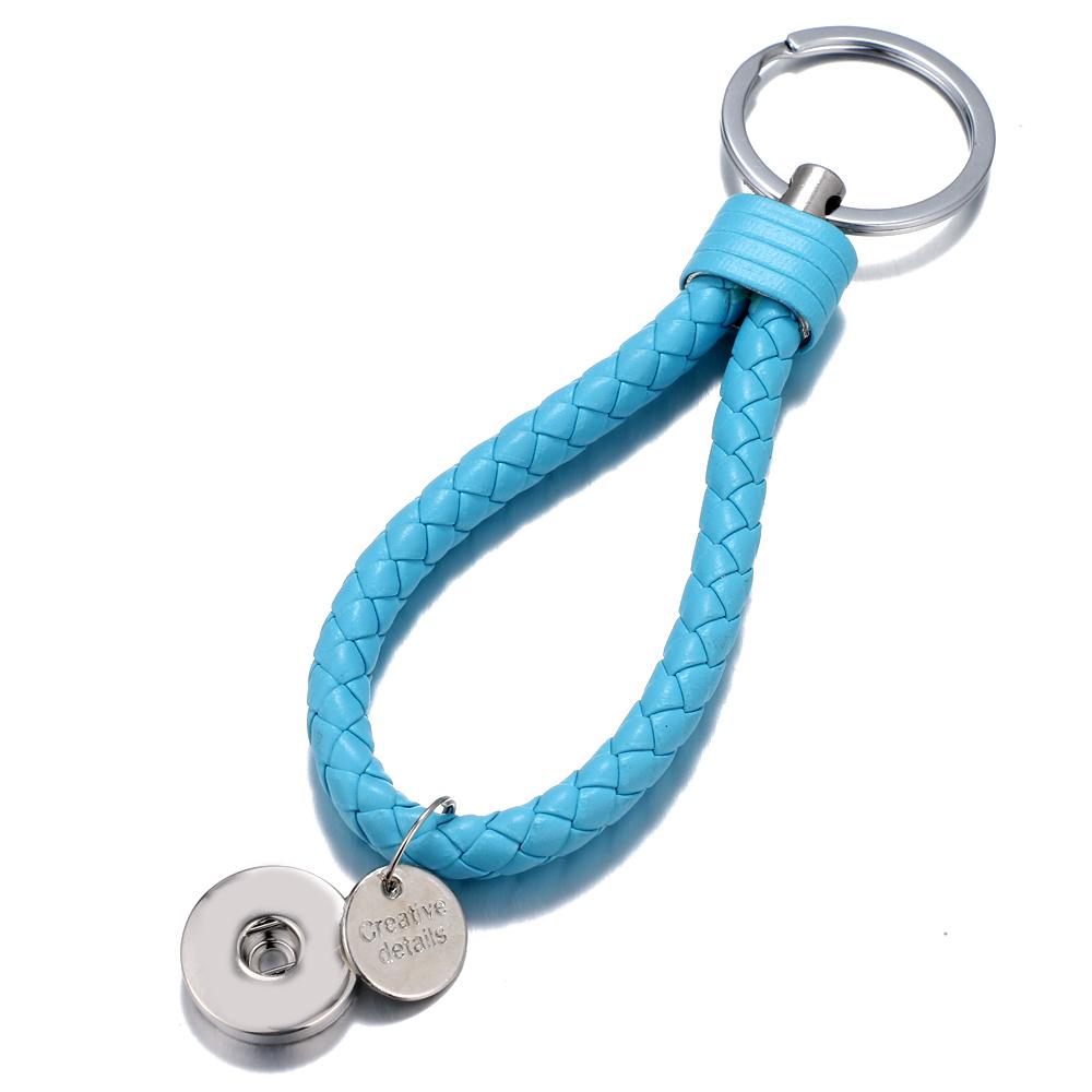 Sky Blue braid Leather Snaps keychain Bag Charms
