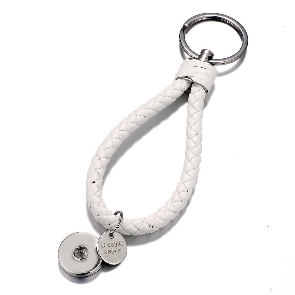 White braid Leather Snaps keychain Bag Charms