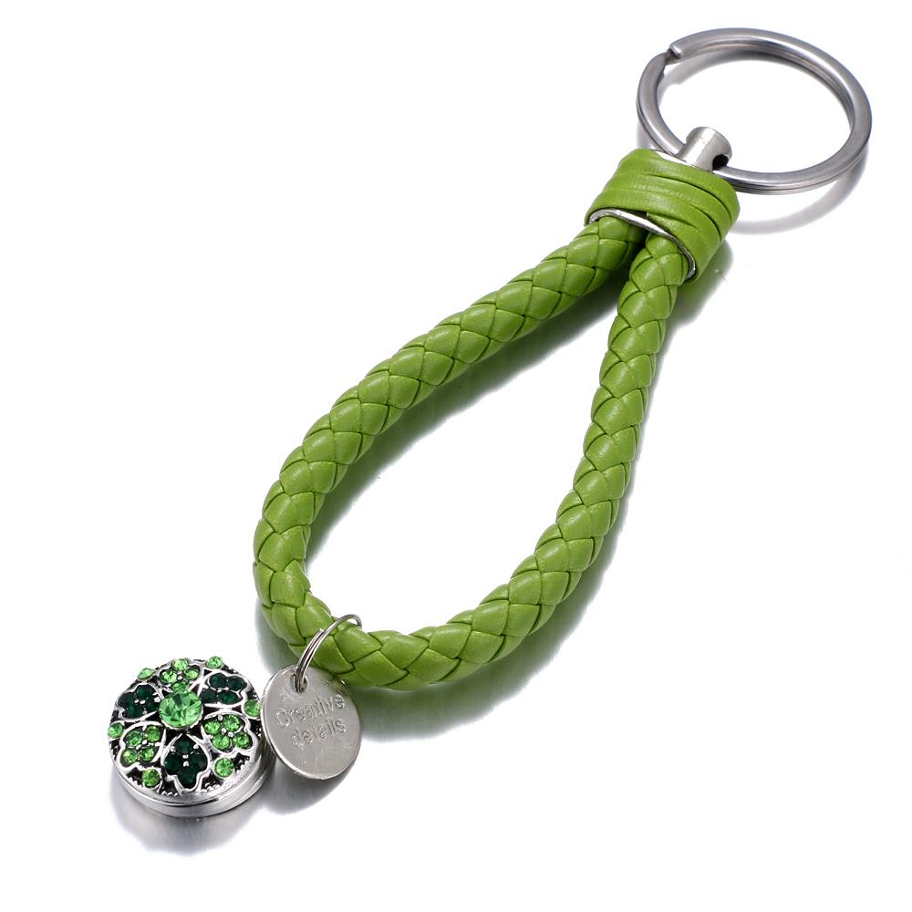 Green braid Leather Snaps keychain Bag Charms