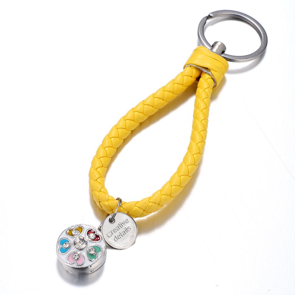 Yellow braid Leather Snaps keychain Bag Charms