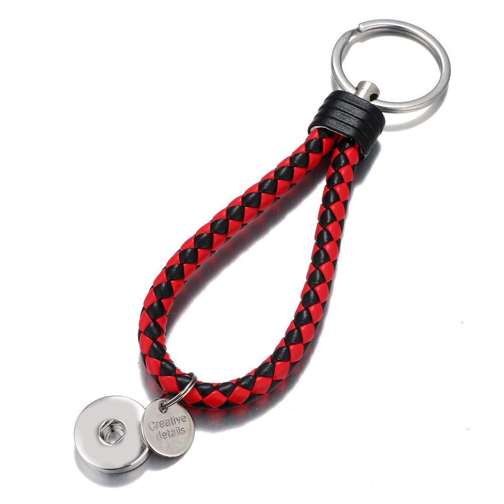 Red and black braid Leather Snaps keychain Bag Charms