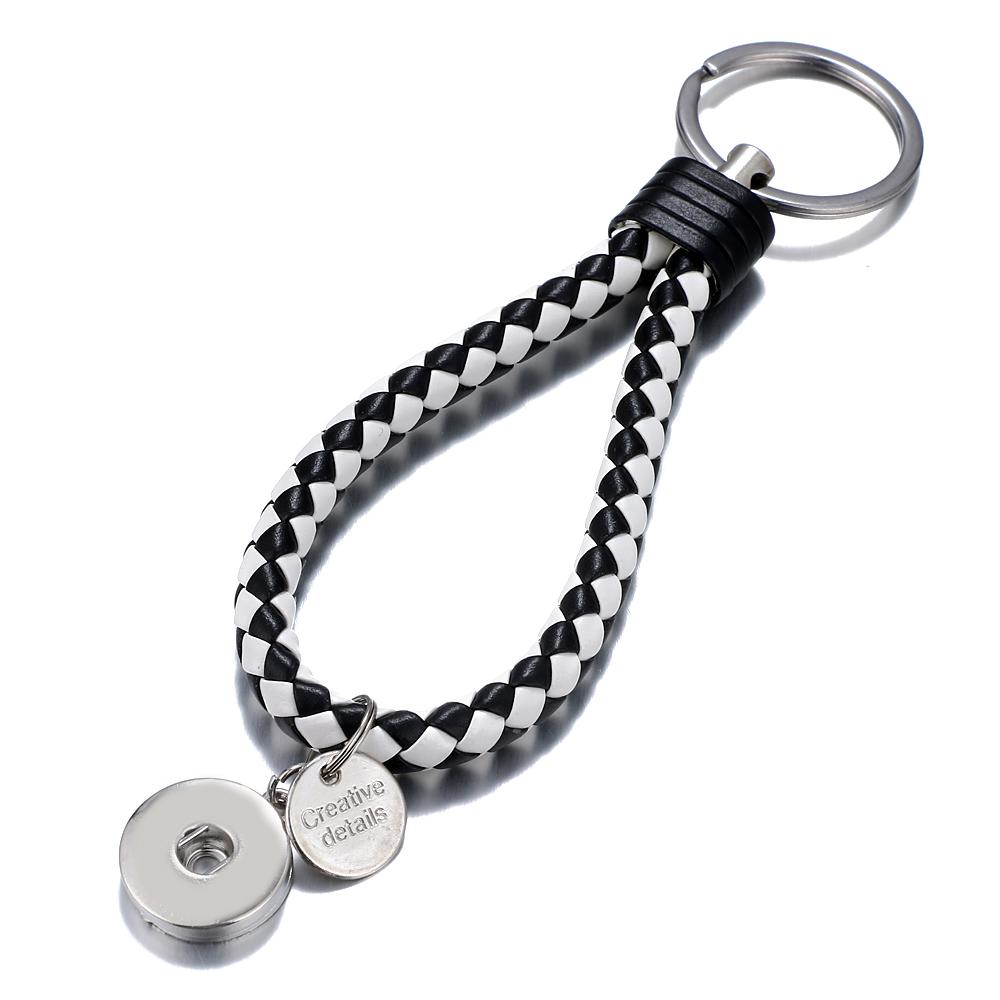 White and Black braid Leather Snaps keychain Bag Charms