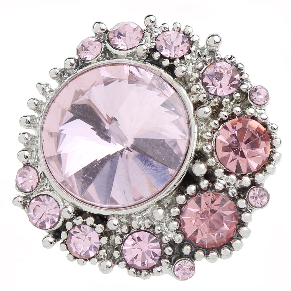 25mm Pink Crystal Design Snap Button