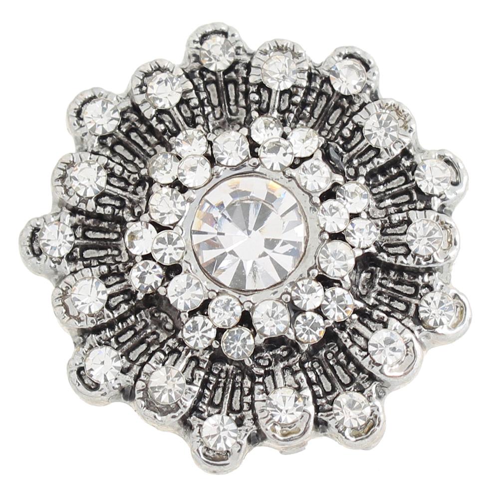 White rhinestone design 20mm Snap Button