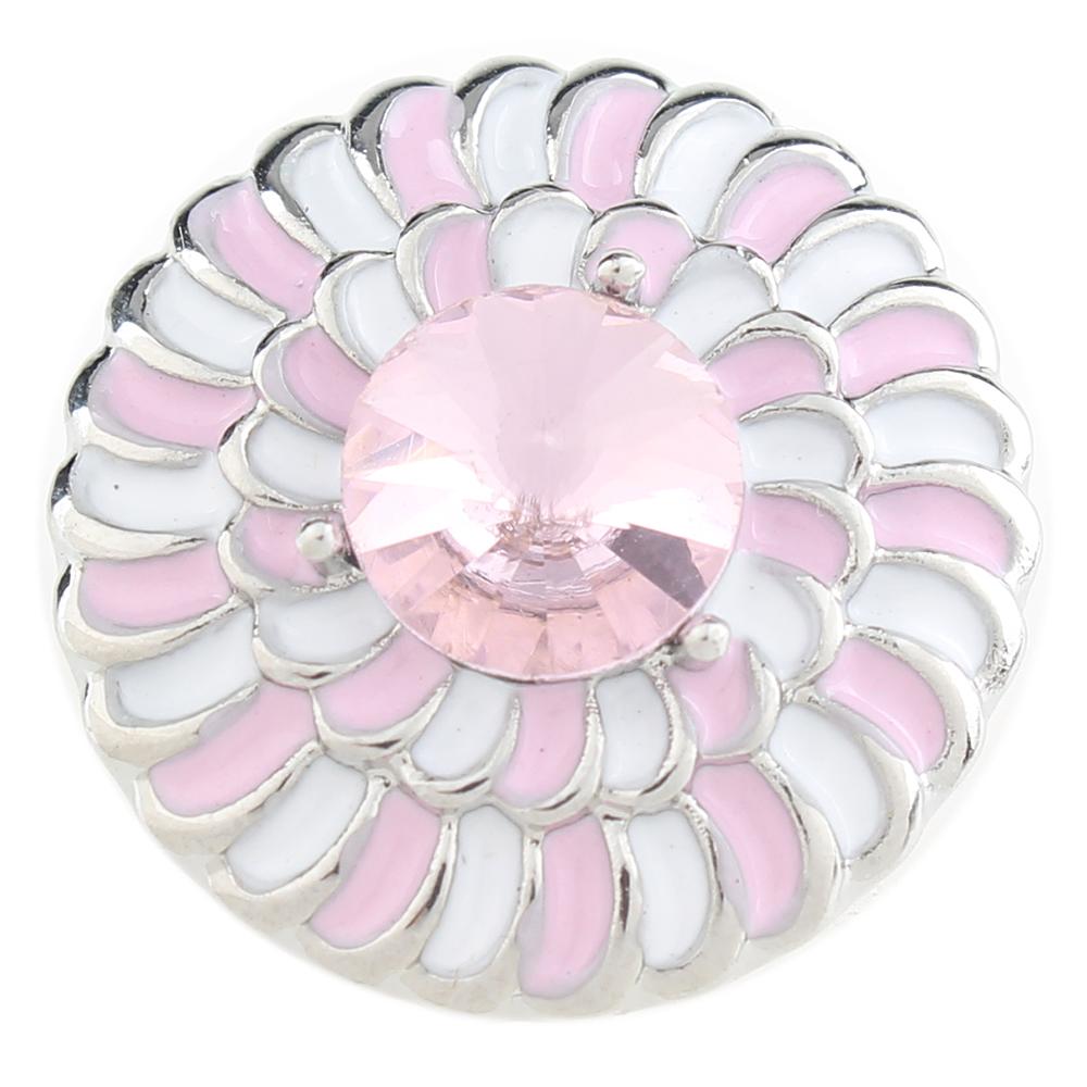 Pink@White enamel 20mm Snap Button