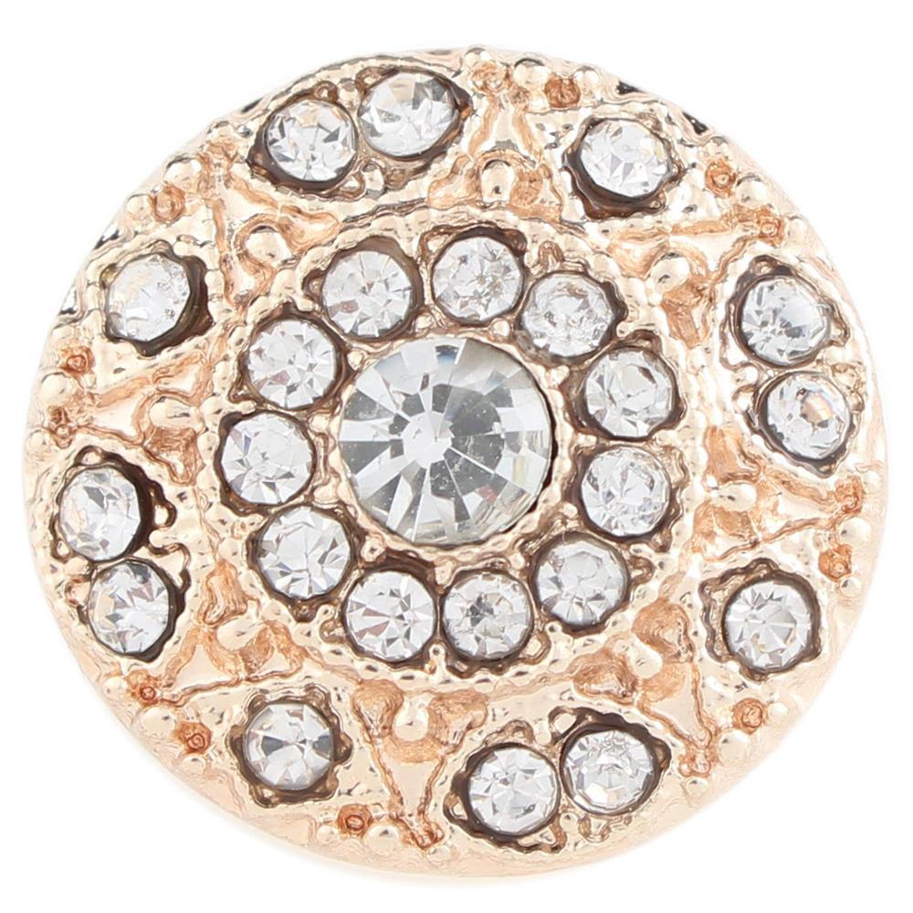Rose golden plated white rhinestone 20mm Snap Button
