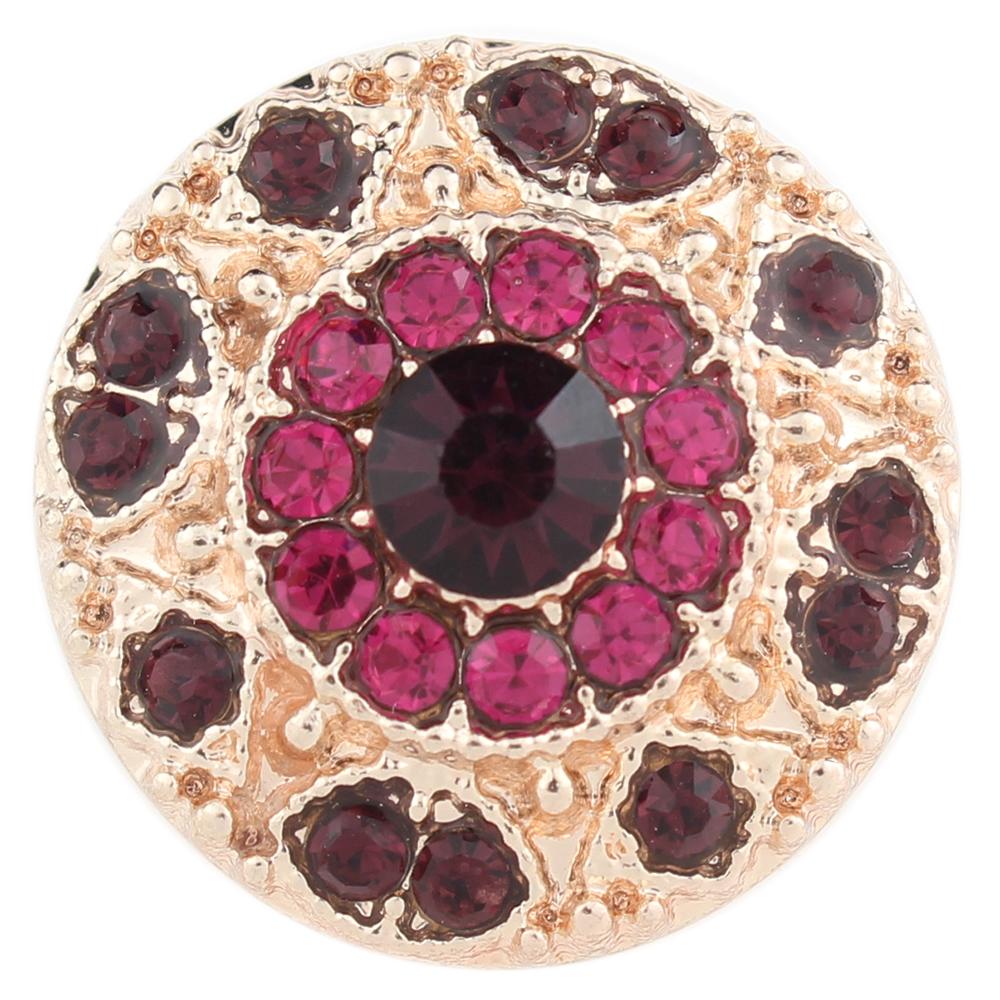 Rose golden plated purple rhinestone 20mm Snap Button