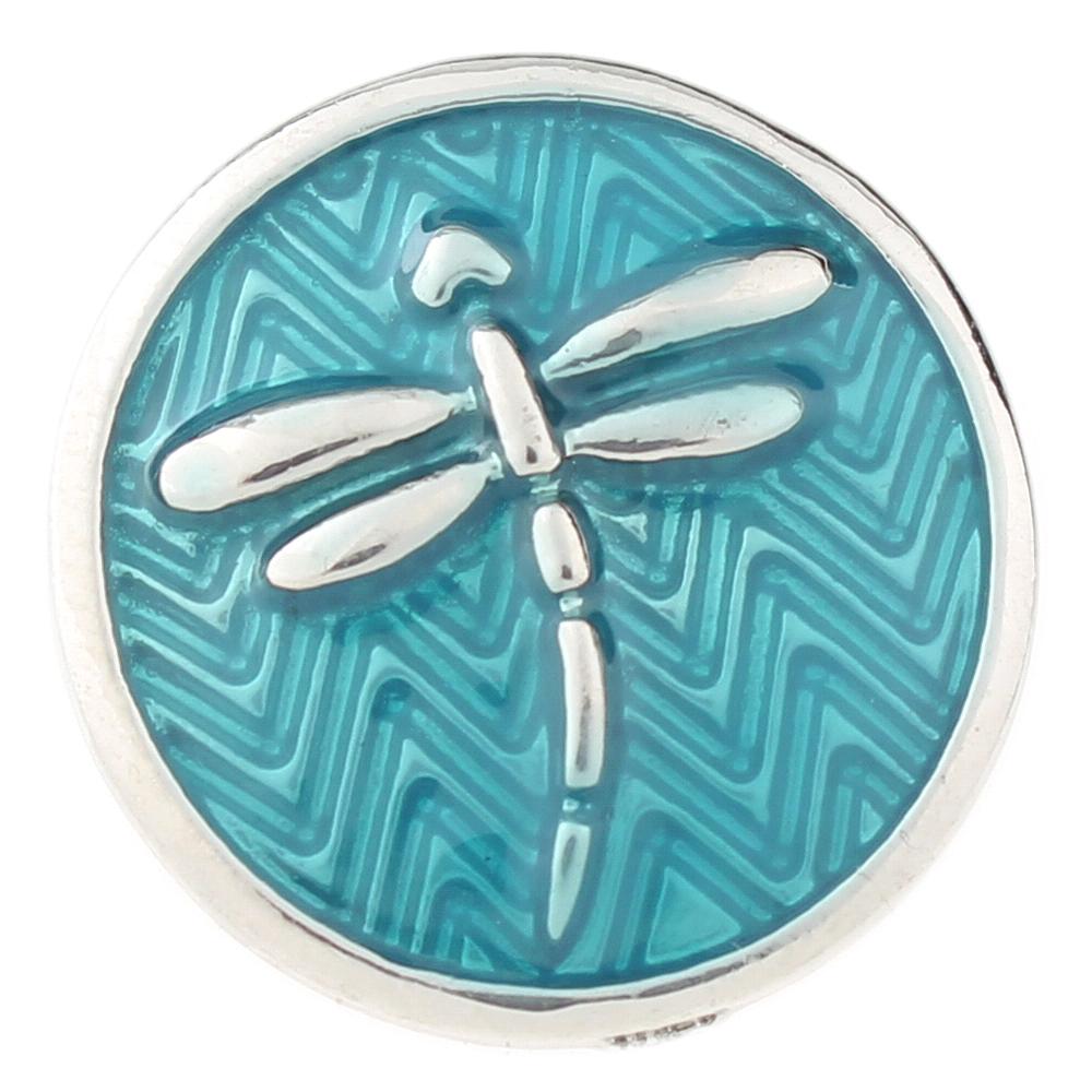 Dragonfly with cyan enamel 20mm Snap Button
