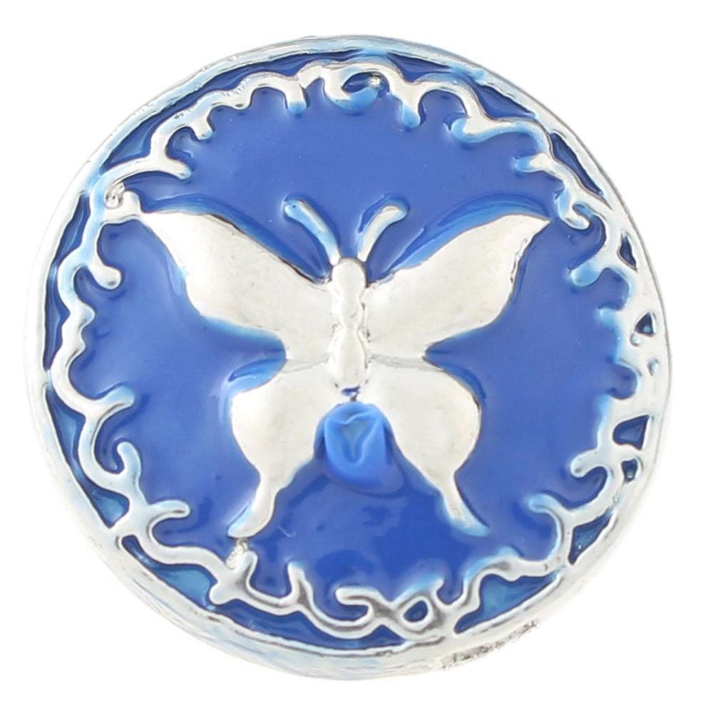 Dutterfly with blue enamel 20mm Snap Button