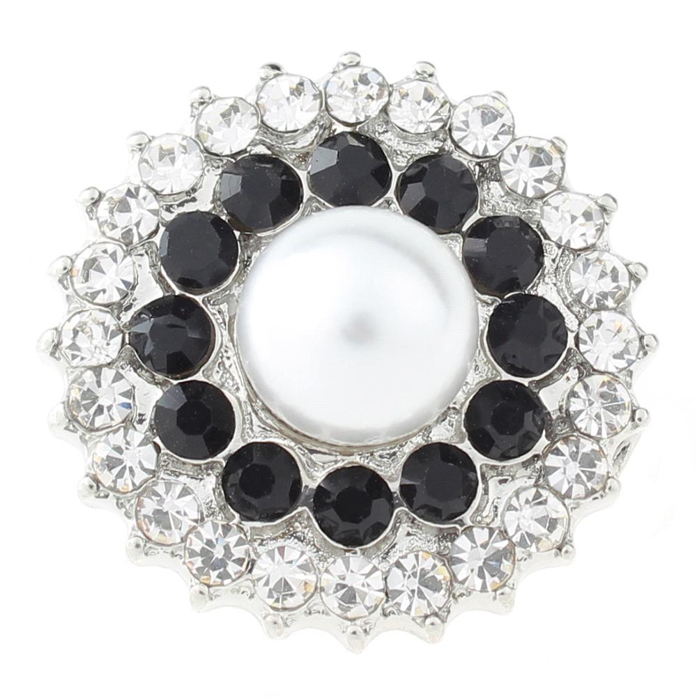 Imitation pearls design with white rhinestone 20mm Snap Button