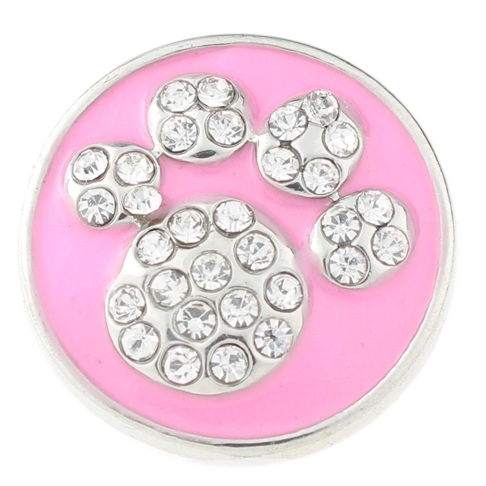 Dog claw design with pink enamel 20mm Snap Button