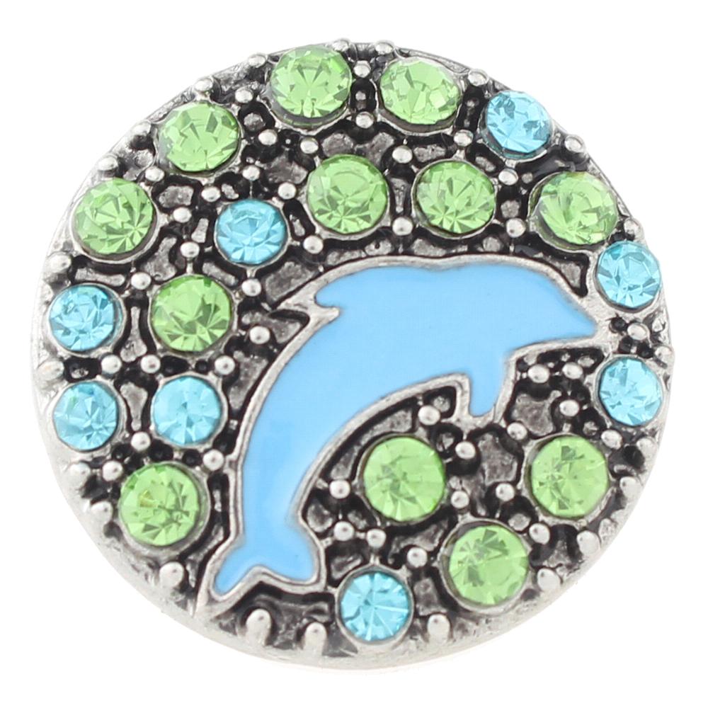 Dolphin design with rhinestone 20mm Snap Button