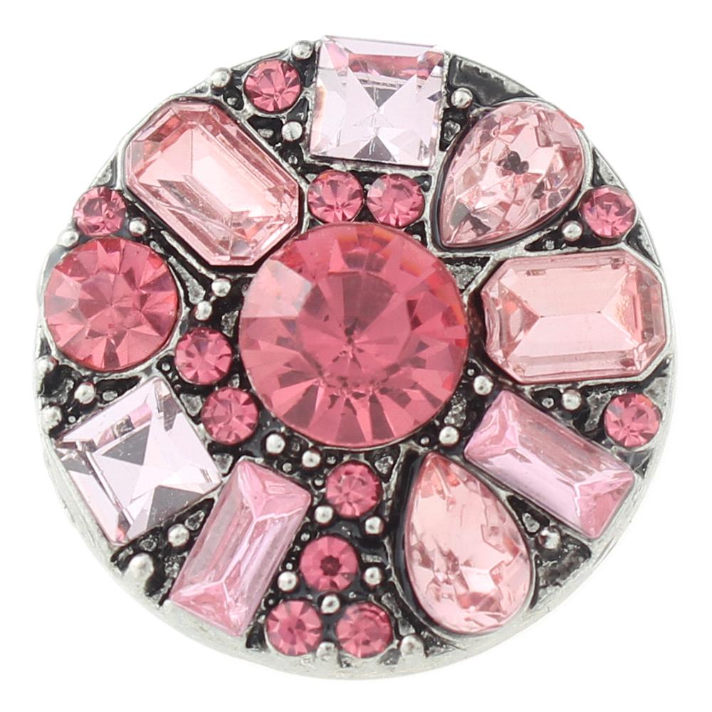 Colorful design with pink rhinestone 20mm Snap Button