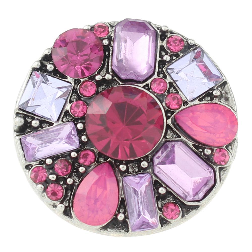 Colorful design with rose rhinestone 20mm Snap Button