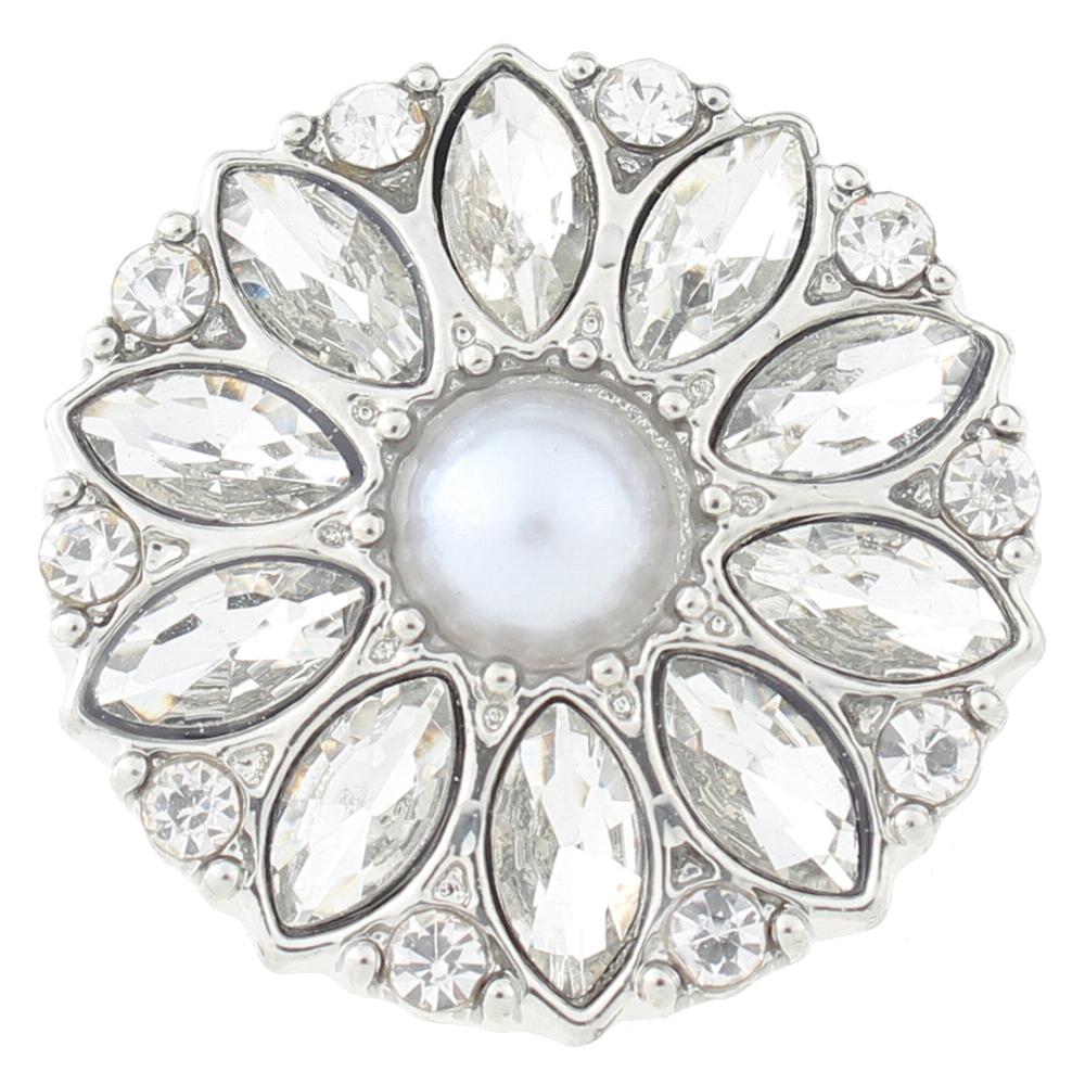 Design snaps plated sliver with white rhinestone 20mm Snap Button