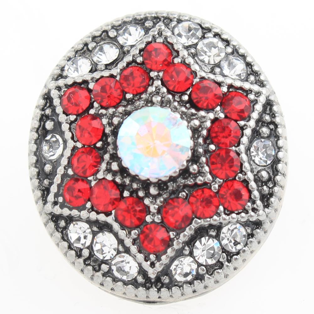 Hexagram with red and white rhinestone 20mm Snap Button
