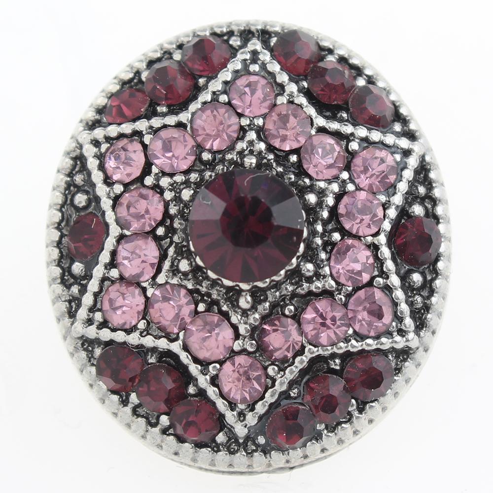 Hexagram with purple rhinestone 20mm Snap Button