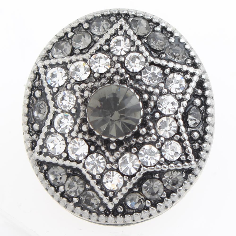 Hexagram with gray rhinestone 20mm Snap Button