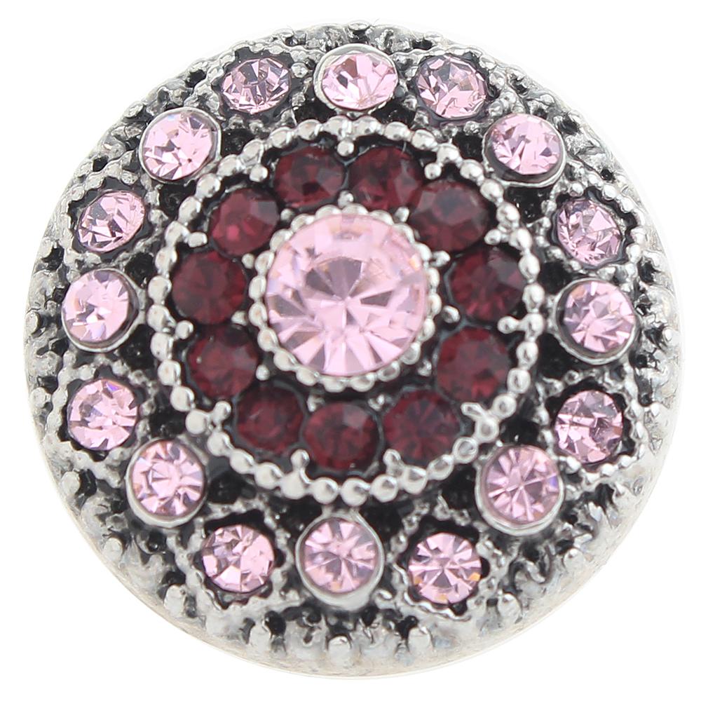 round with pink rhinestone 20mm Snap Button