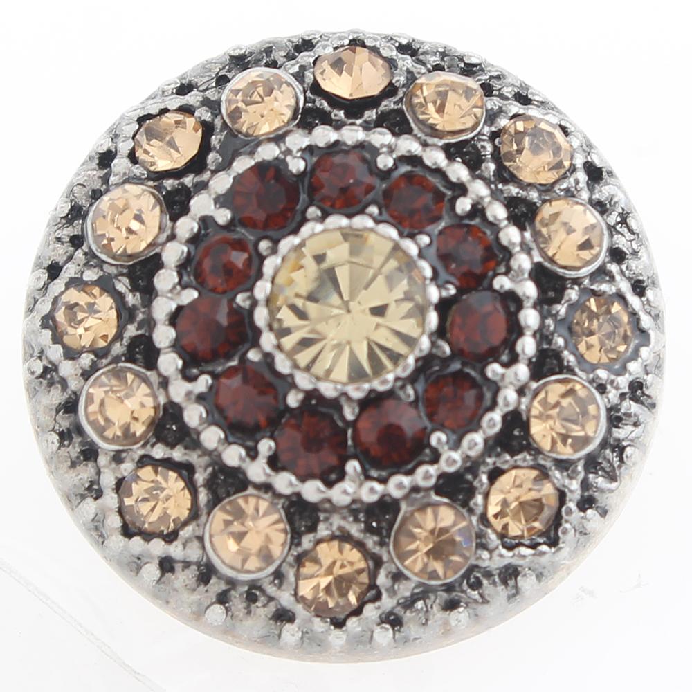 round with brown rhinestone 20mm Snap Button