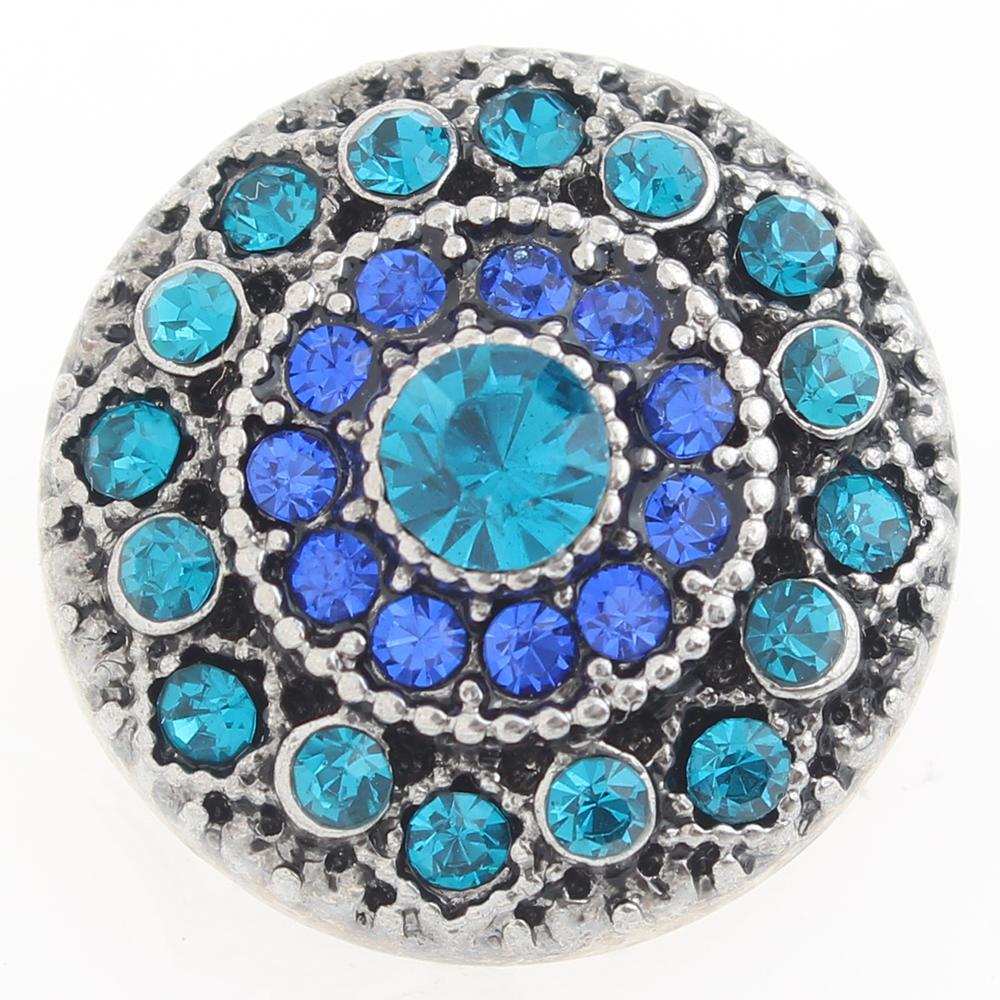 round with blue rhinestone 20mm Snap Button