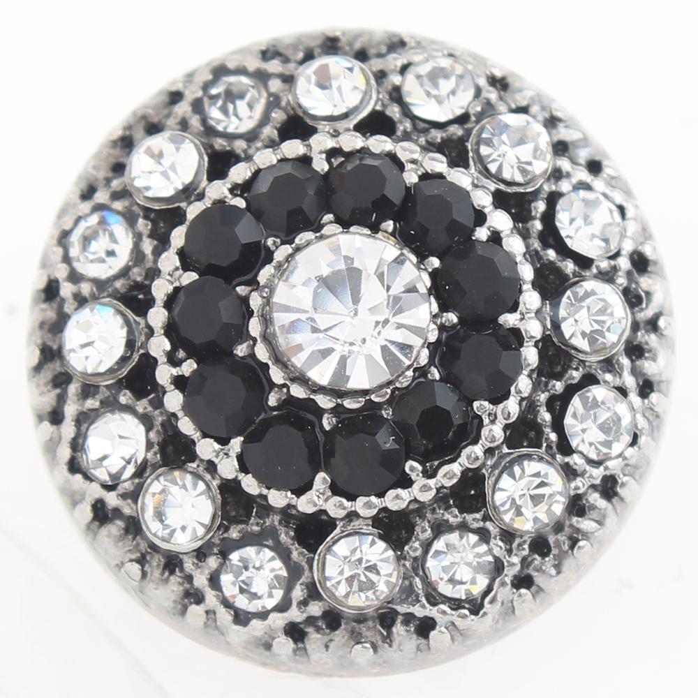 round with white and black rhinestone 20mm Snap Button